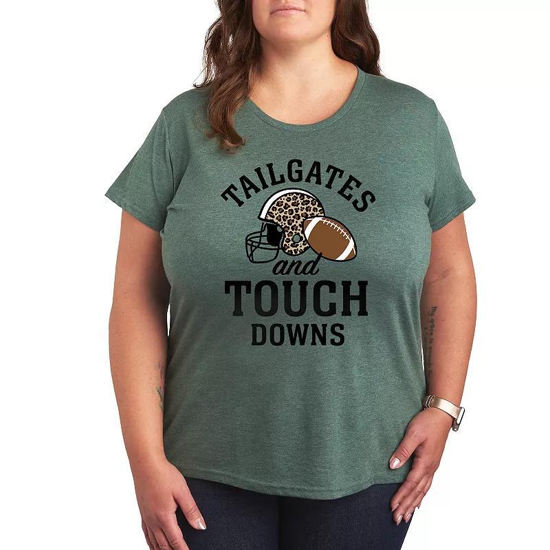 Plus Size Tailgates Touchdowns Graphic Tee, Womens Grey Gray Product Image