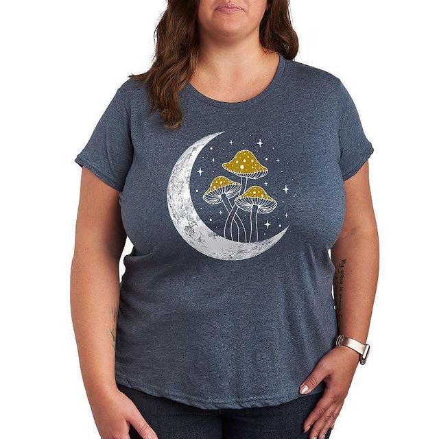 Plus Crescent Moon With Mushrooms Graphic Tee, Womens Product Image