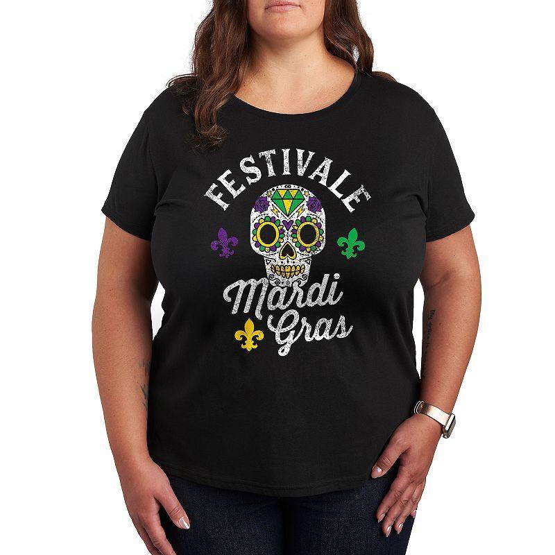 Plus Size Festivale Mardi Gras Graphic Tee, Womens Product Image