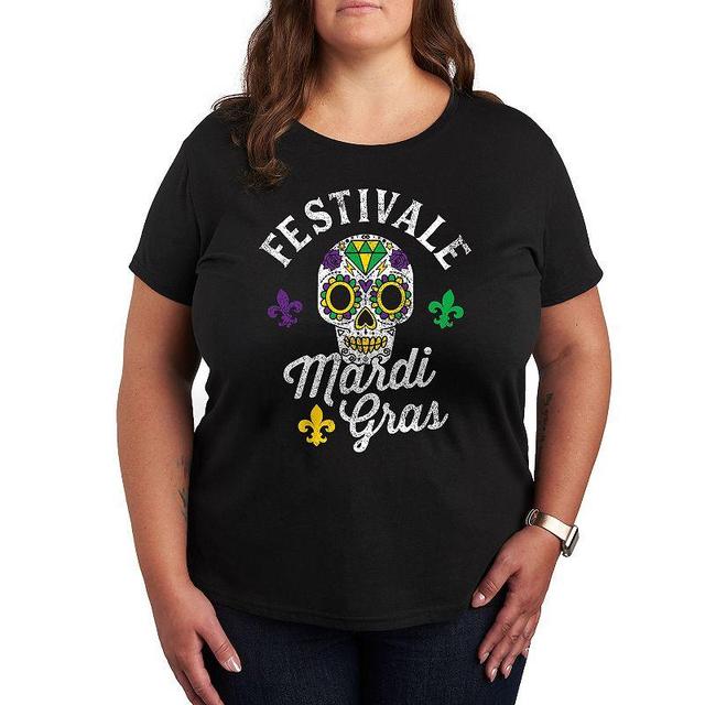 Plus Size Festivale Mardi Gras Graphic Tee, Womens Product Image