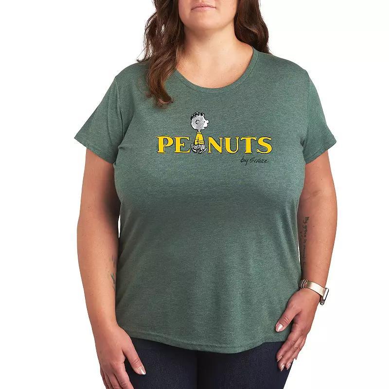 Plus Peanuts Franklin Logo Graphic Tee, Womens Green Product Image