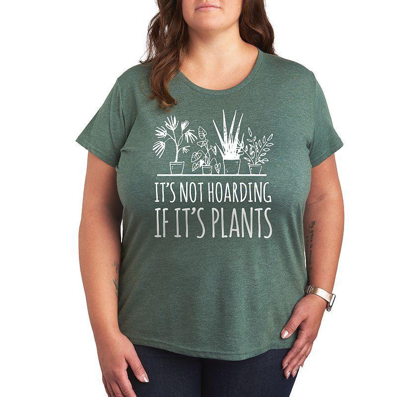 Plus Its Not Hoarding If Its Plants Graphic Tee, Womens Grey Dark Red Product Image