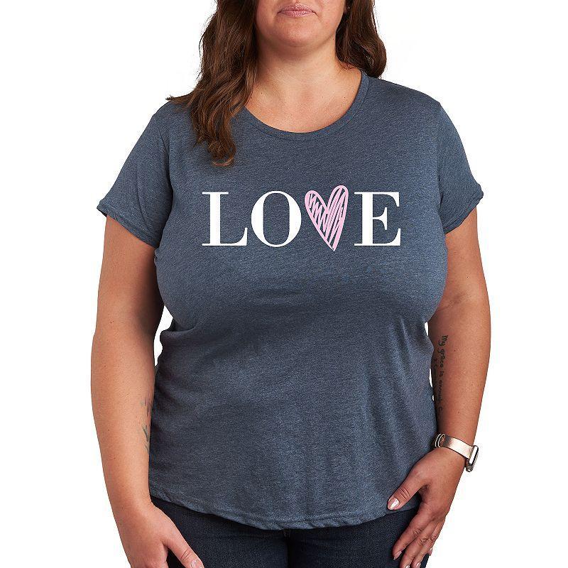 Plus Love Heart Graphic Tee, Womens Dark Grey Product Image