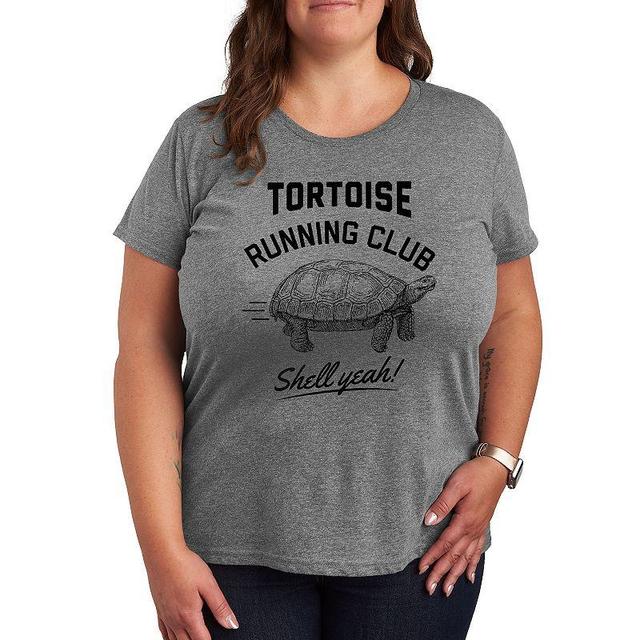 Plus Tortoise Running Club Graphic Tee, Womens Grey Gray Product Image