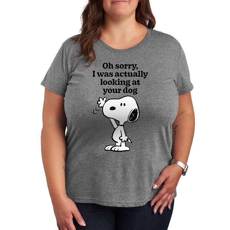 Plus Peanuts Snoopy Looking At Your Dog Graphic Tee, Womens Product Image