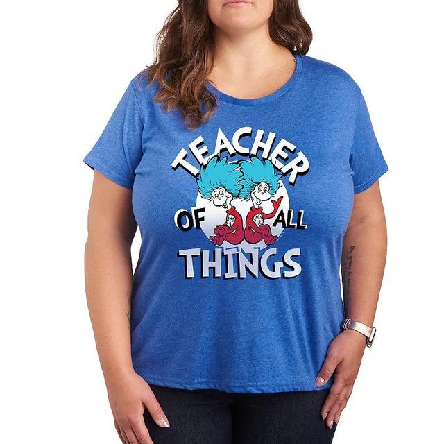 Plus Dr. Seuss Teacher Of All Things Graphic Tee, Womens Grey Gray Product Image