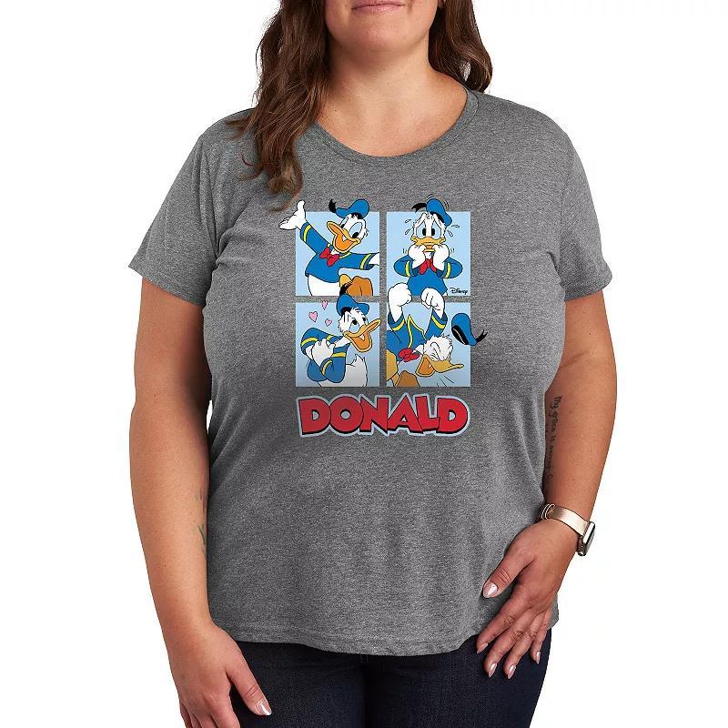 Disneys Donald Duck Plus Grid Graphic Tee, Womens Grey Gray Product Image