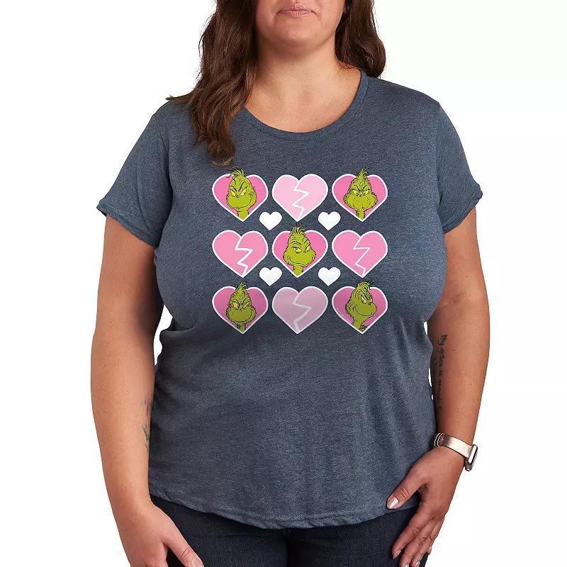 Plus Grinch Broken Heart Grid Graphic Tee, Womens Product Image