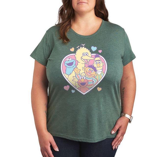 Plus Sesame Stree Group Heart Graphic Tee, Womens Product Image