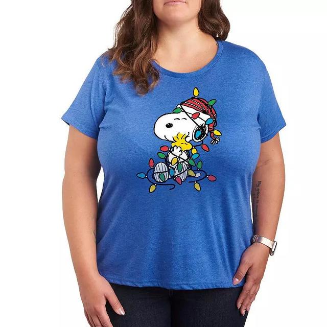 Plus Peanuts Snoopy Pastel Heart Graphic Tee, Womens White Product Image