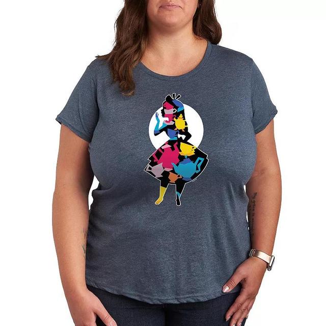 Disneys Alice in Wonderland Plus Teacups Graphic Tee, Womens Grey Gray Product Image