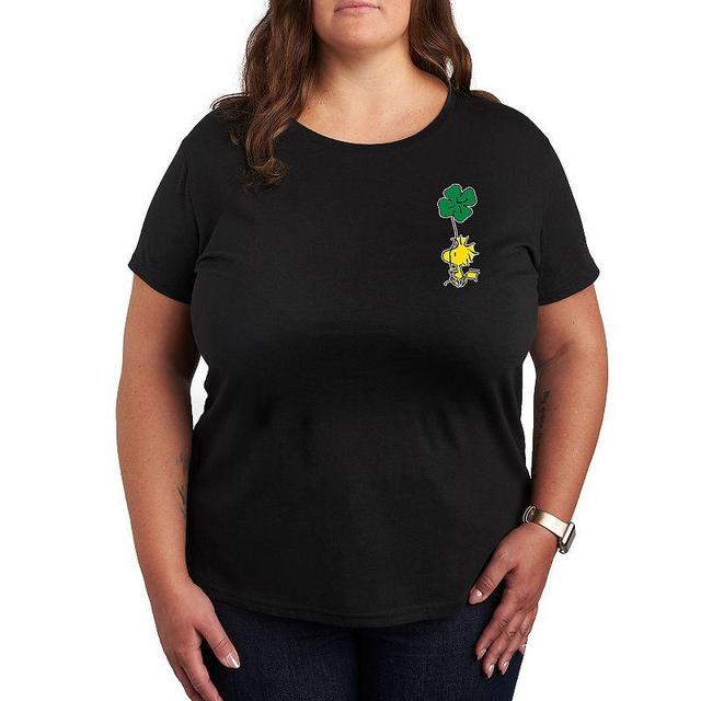 Plus Peanuts Woodstock Clover Graphic Tee, Womens Black Product Image