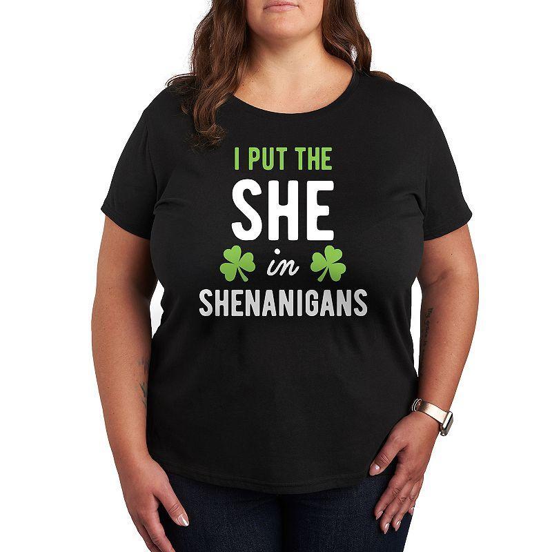 Plus I Put She in Shenanigans Graphic Tee, Womens Grey Blue Product Image