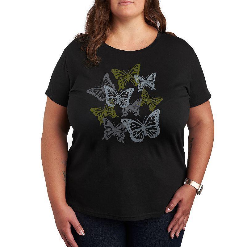 Plus Size Grunge Butterflies Graphic Tee, Womens Product Image