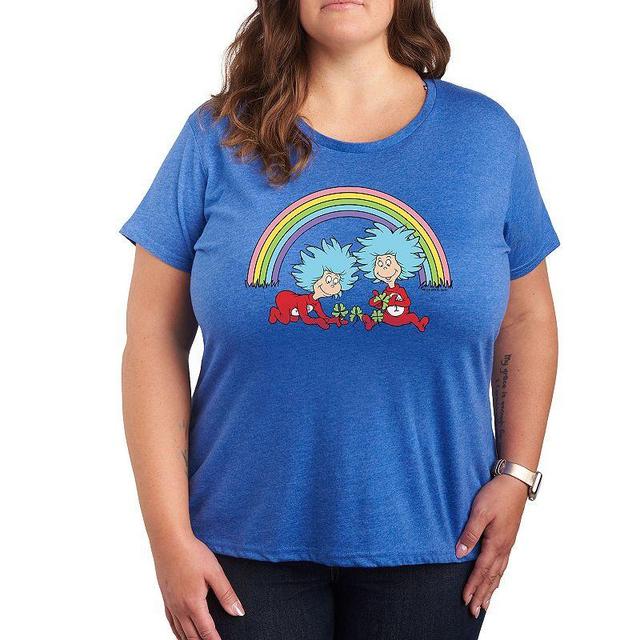 Plus Polly Pocket Color Logo Graphic Tee, Womens Grey Royal Blue Product Image