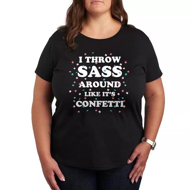 Plus I Throw Sass Confetti Graphic Tee, Womens Product Image