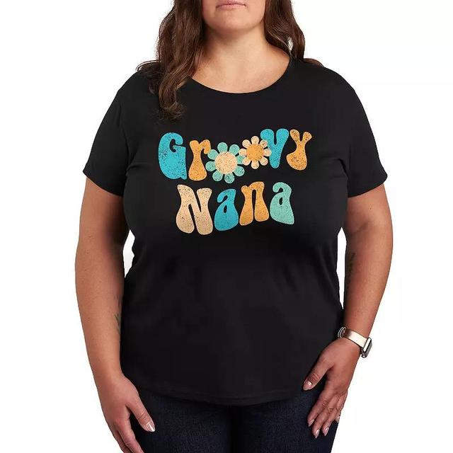 Plus Groovy Nana Graphic Tee, Womens Black Product Image