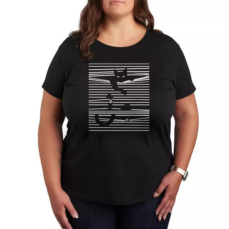 Plus Cat in Blinds Graphic Tee, Womens Product Image