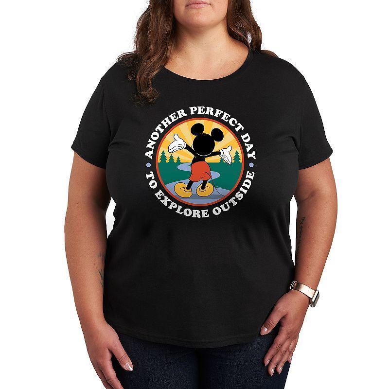 Disneys Mickey Mouse Plus Explore Outside Graphic Tee, Womens Product Image