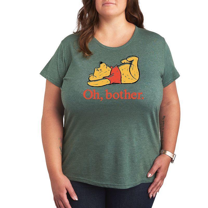 Disneys Winnie The Pooh Plus Oh Bother Graphic Tee, Womens Grey Green Product Image