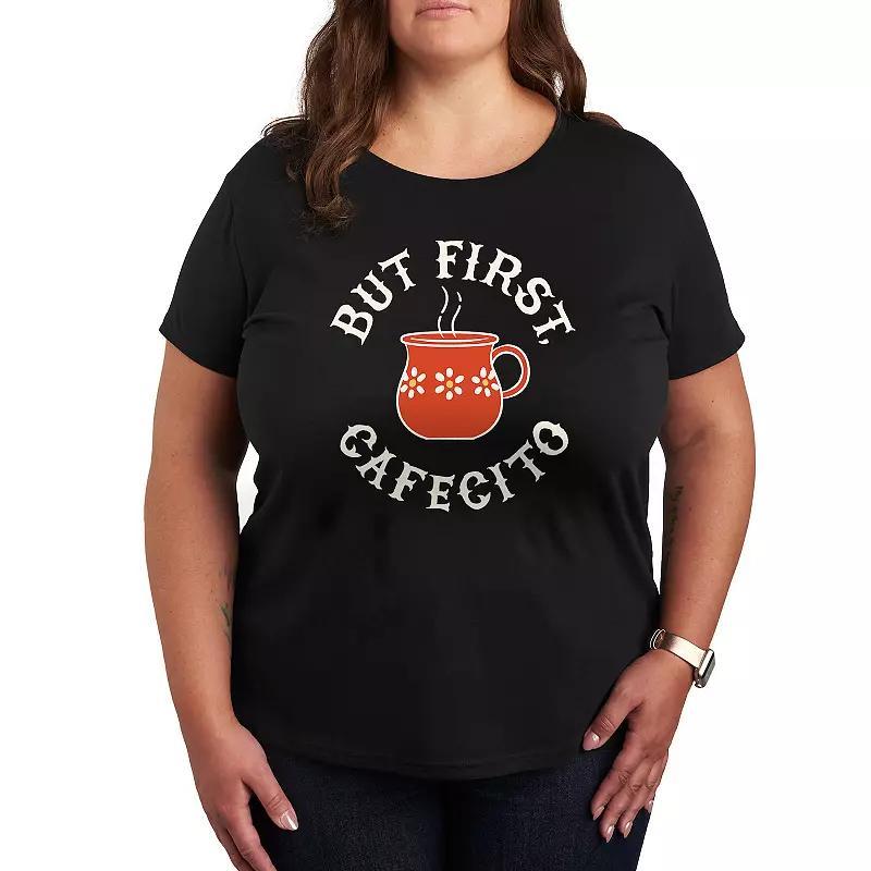 Plus But First Cafecito Graphic Tee, Womens Black Product Image