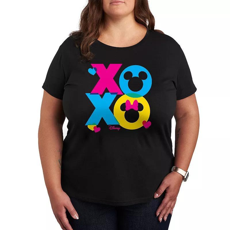 Plus Size Disney Xoxo Stacked Graphic Tee, Womens Black Product Image