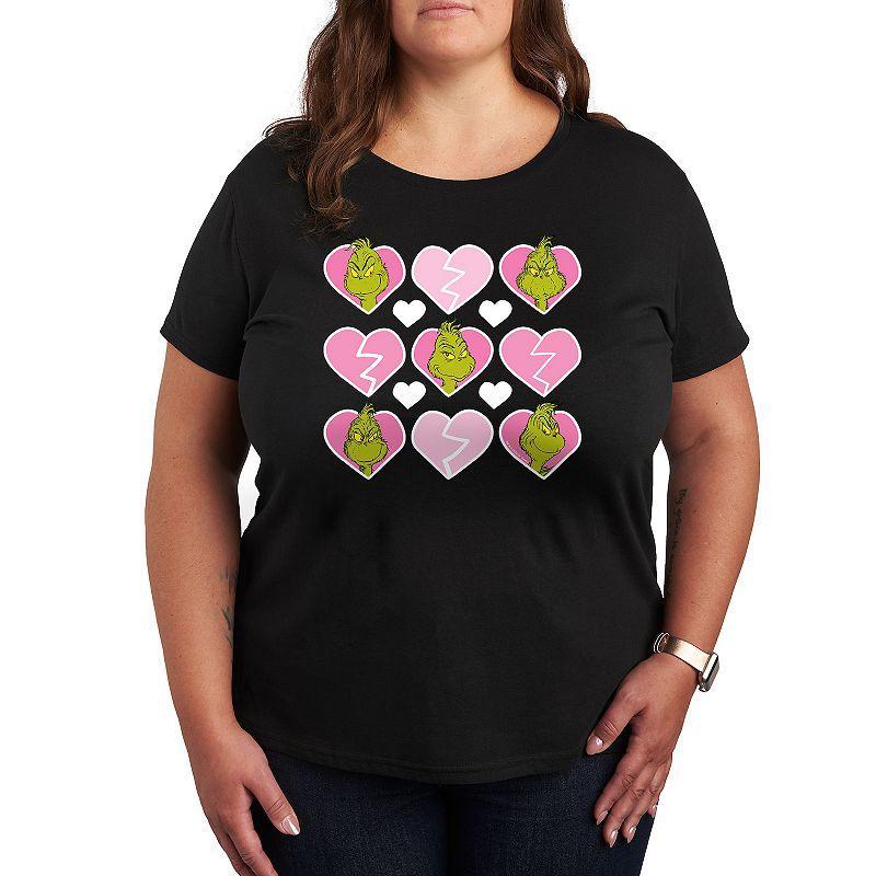 Plus Grinch Broken Heart Grid Graphic Tee, Womens Product Image