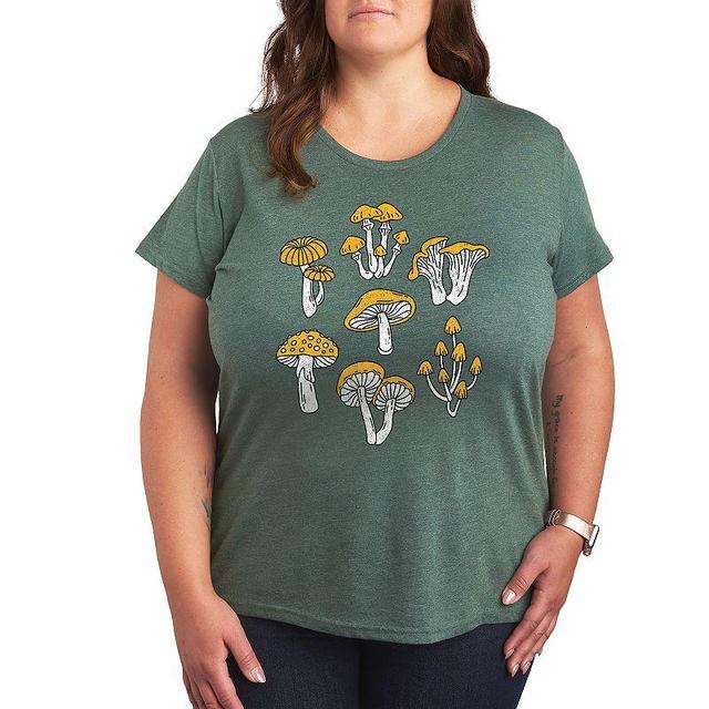 Plus Types Of Mushrooms Graphic Tee, Womens Grey Gray Product Image