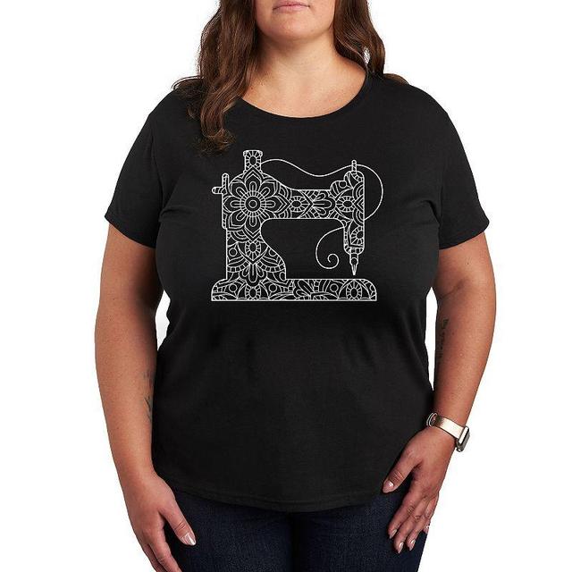 Plus Mandala Sewing Machine Graphic Tee, Womens Product Image