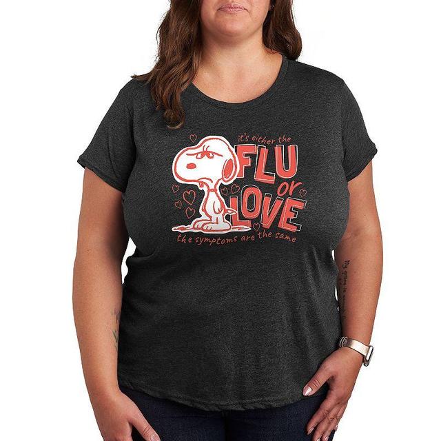 Plus Peanuts Snoopy Flu Or Love Graphic Tee, Womens Product Image