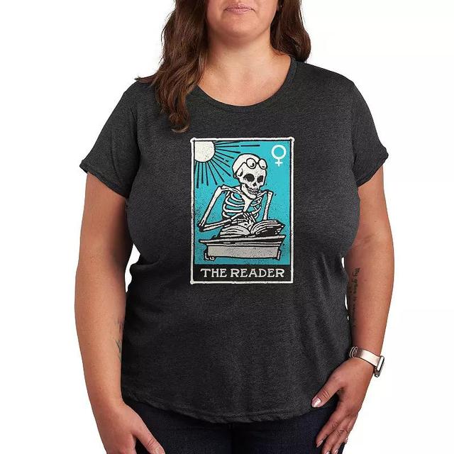 Plus The Reader Graphic Tee, Womens Heather Grey Product Image