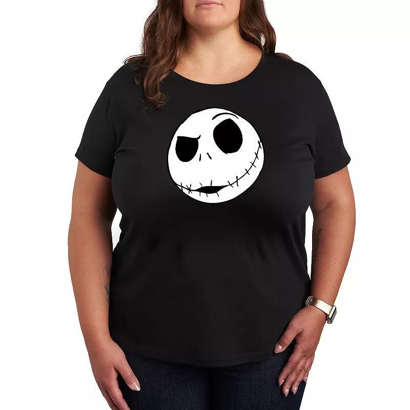 Disneys Nightmare Before Christmas Plus Jack Face Graphic Tee, Womens Product Image