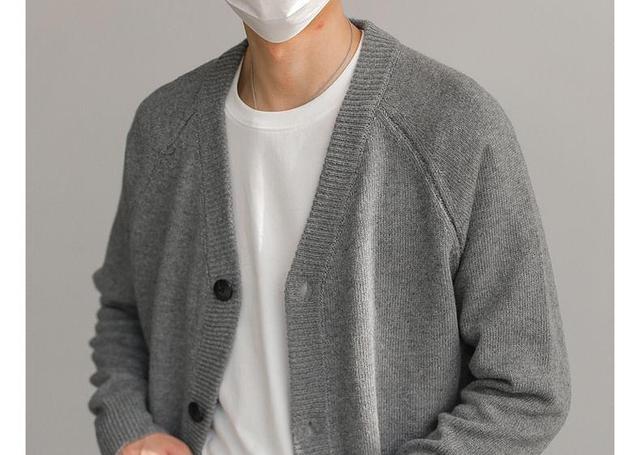 V-Neck Plain Oversized Cardigan Product Image