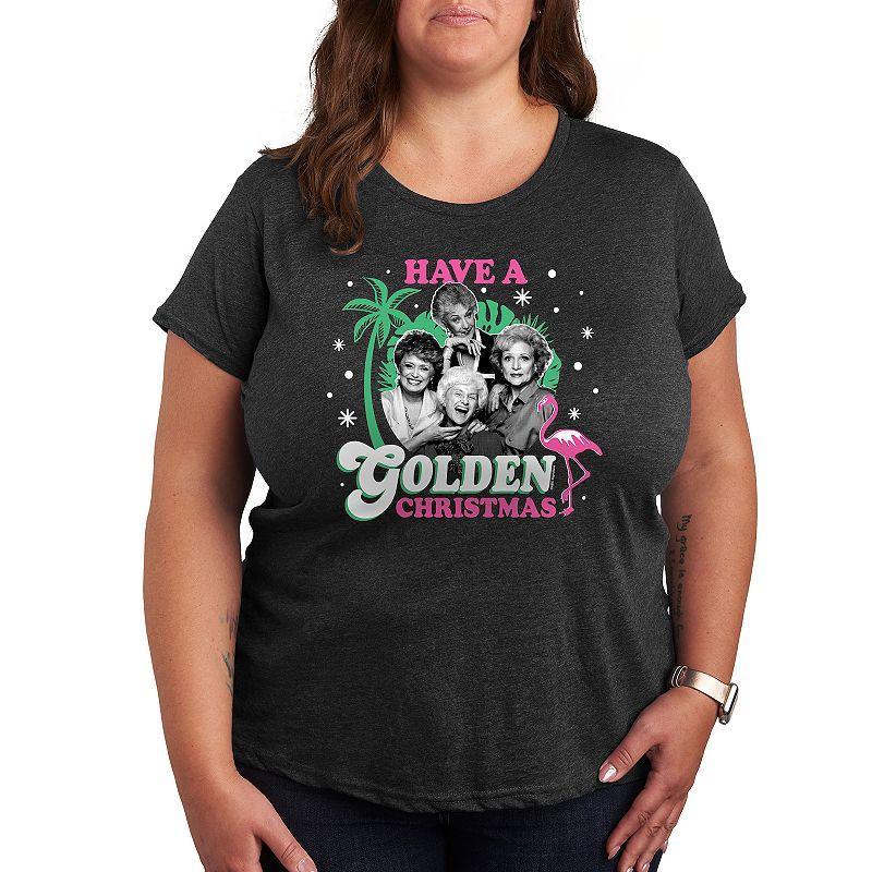 Plus Golden Girls Golden Christmas Graphic Tee, Womens Heather Grey Product Image