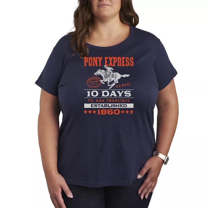 Plus Size USPS Pony 10 Days Graphic Tee, Womens Blue Product Image