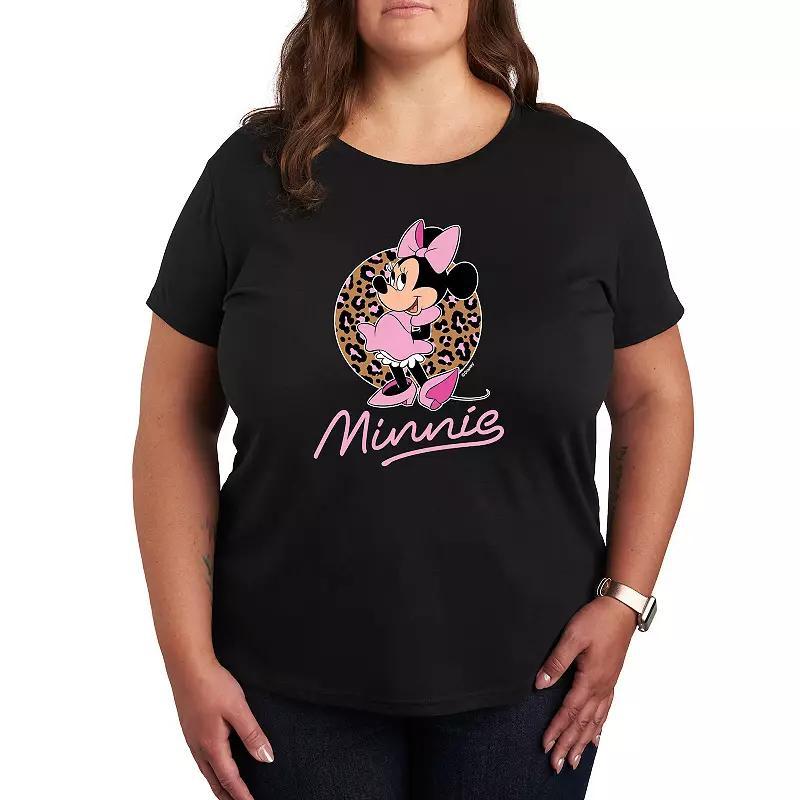 Disneys Minnie Mouse Plus Size Leopard Graphic Tee, Womens Product Image