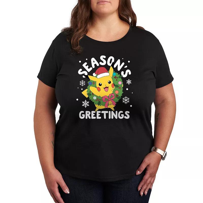 Plus Pokemon Seasons Greetings Graphic Tee, Womens Red Product Image