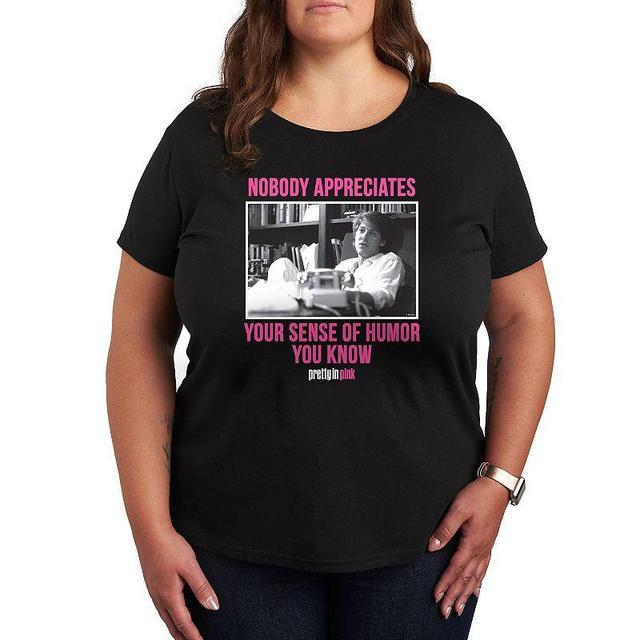 Plus Pretty in Pink Nobody Humor Graphic Tee, Womens Heather Grey Product Image