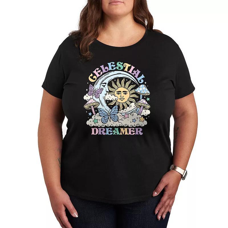 Plus Celestial Dreamer Graphic Tee, Womens Heather Grey Product Image