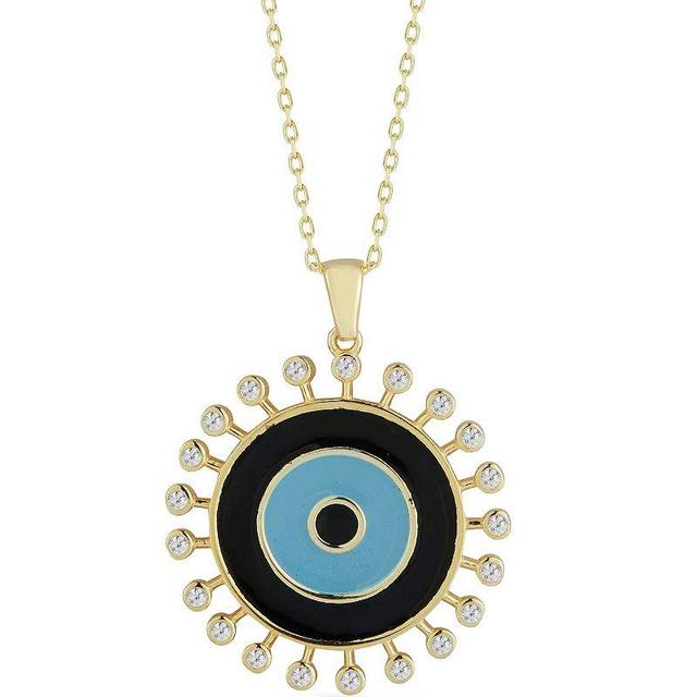 Sunkissed Sterling Cubic Zirconia & Enamel Eye Necklace, Womens Silver Tone Product Image