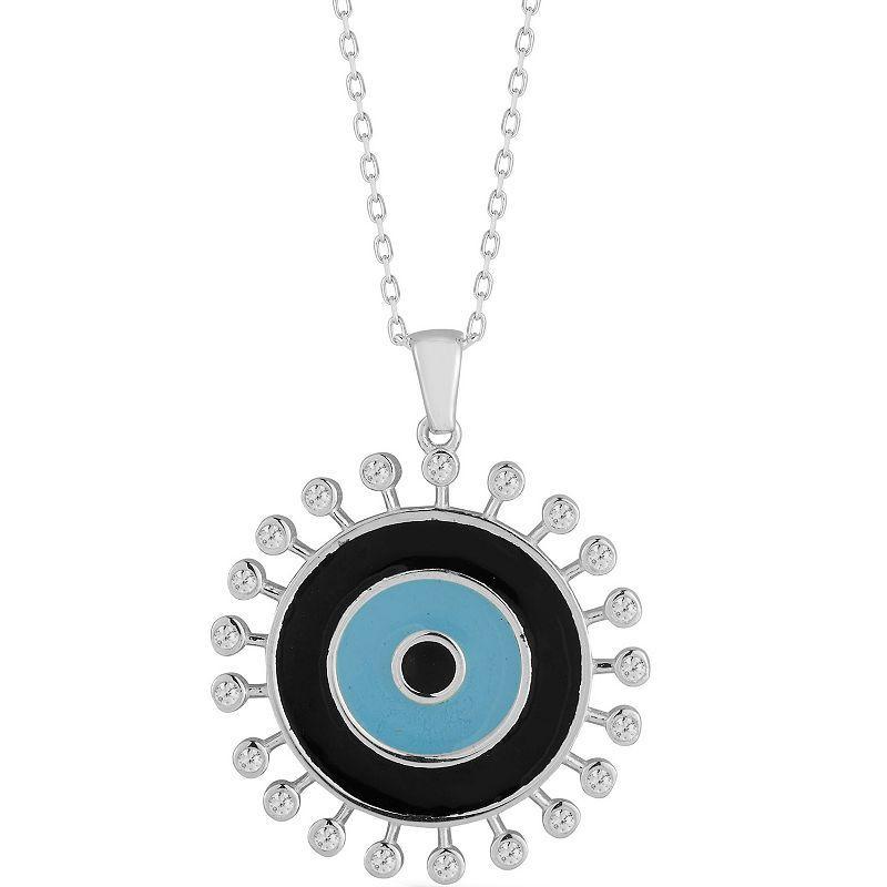 Sunkissed Sterling Cubic Zirconia & Enamel Eye Necklace, Womens Multicolor Product Image