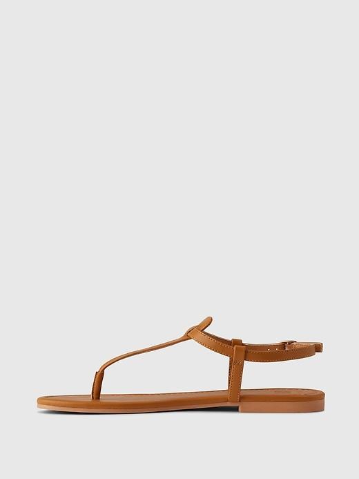 Vegan Leather T-Strap Sandals Product Image