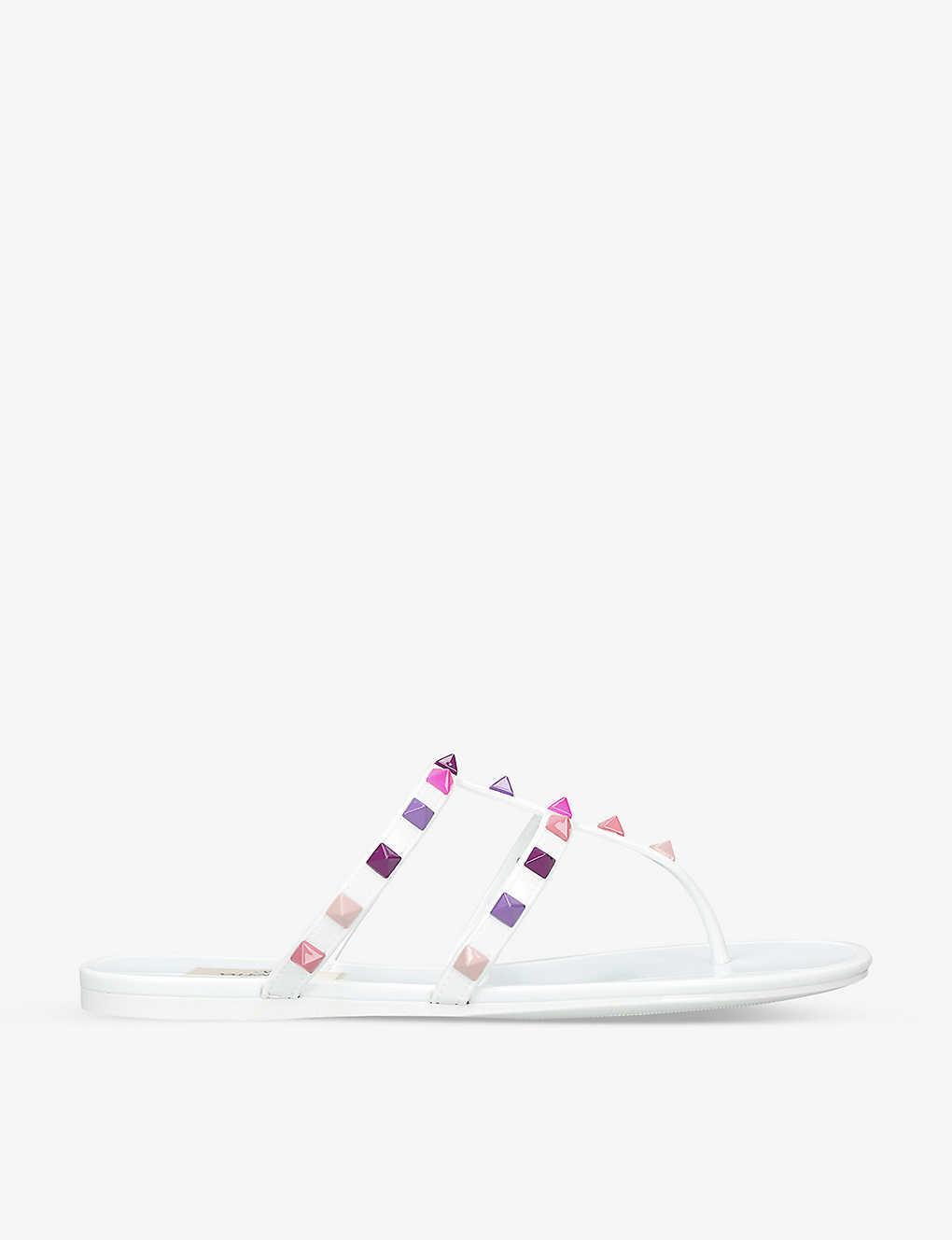 Rubber Rockstud Sandals In White Product Image