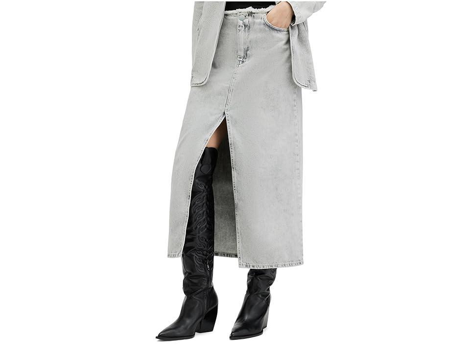 AllSaints Honor Maxi Skirt (Snow Grey) Women's Skirt Product Image