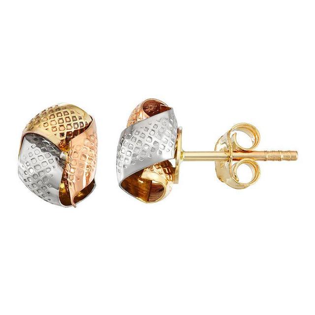 Forever 14K Tri-Tone Mesh Love Knot Stud Earrings, Womens, 14k Gold Product Image