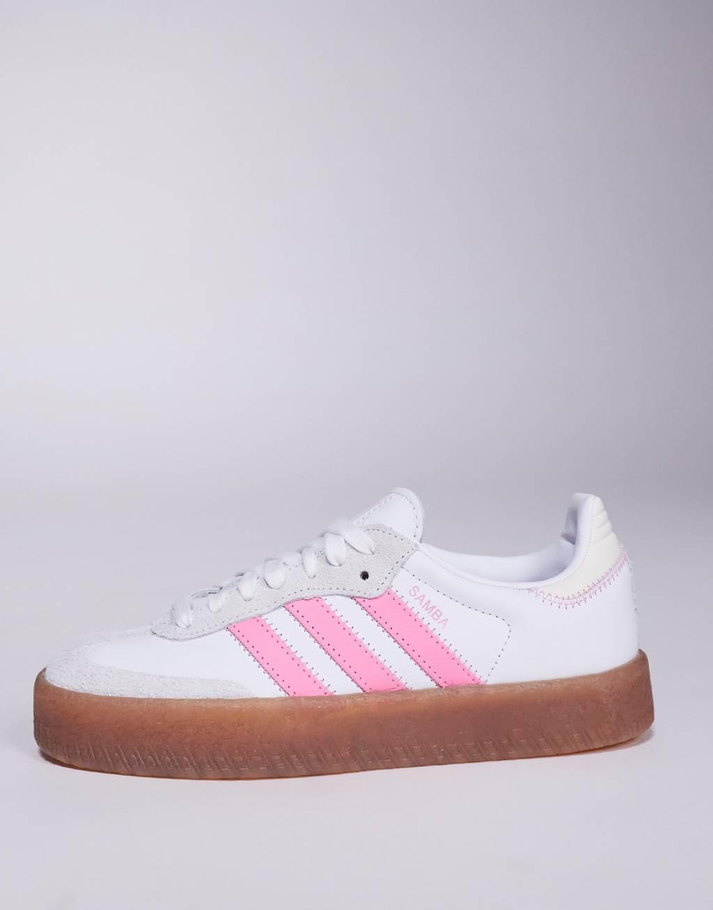 adidas Originals Sambae sneakers in white and pink Product Image