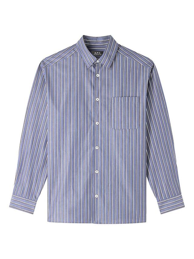 Mens Malo Striped Cotton Poplin Shirt Product Image