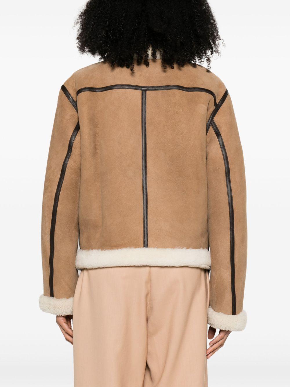 TOTÊME Shearling Aviator Jacket In Dark Biscuit Product Image