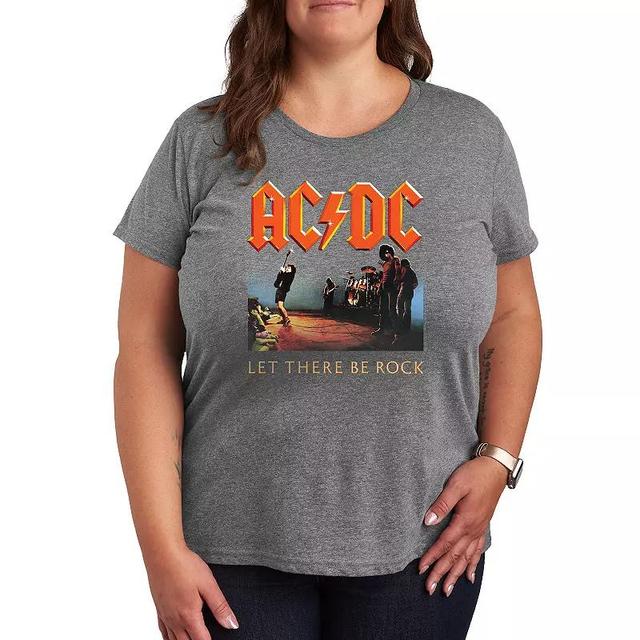 Plus ACDC Let There Be Rock Graphic Tee, Womens Grey Gray Product Image