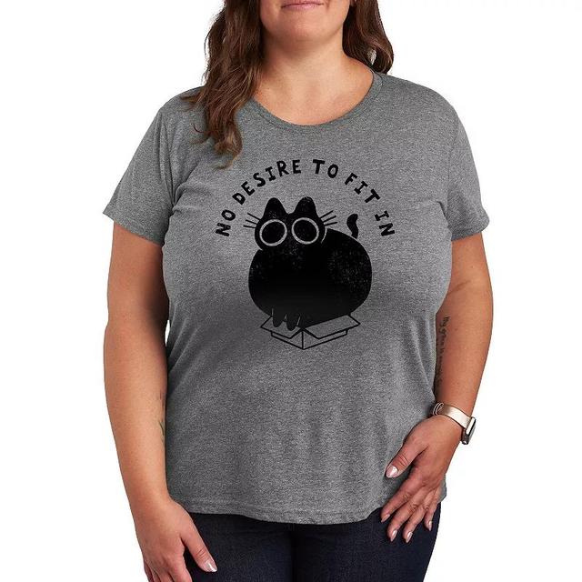 Plus No Desire To Fit In Graphic Tee, Womens Grey Gray Product Image